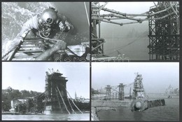 Cca 1946 Budapest, A Felrobbantott Lánchíd Romjainak Bontása, A Duna Hajózhatóvá Tétele, 7 Mai Nagyítás Régi Negatívokró - Other & Unclassified