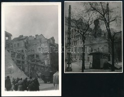 1956 2 Db Fotó A Forradalomban Romossá Vált Budapestről, Az Egyiken A Romos Szent Rókus Templommal (Rákóczi út), 10x8 Cm - Sonstige & Ohne Zuordnung