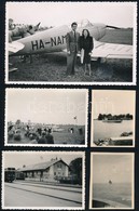 Cca 1935 Siófoki Vasútállomás, Repülőtér és Kikötő, 5 Db Vintage Fotó, 8,5x13,5 Cm és 6x4,5 Cm Között - Otros & Sin Clasificación