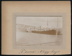 Cca 1910 Fiume, Maria Valerie Hajó A Kikötőben, Fotó Paszpartuban, Feliratozva, 5×8 Cm - Other & Unclassified