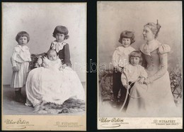 Cca 1900 2 Db Gyermekeket ábrázoló Keményhátú Fotó, Uher Ödön Műterméből, 10,5x16 Cm - Sonstige & Ohne Zuordnung