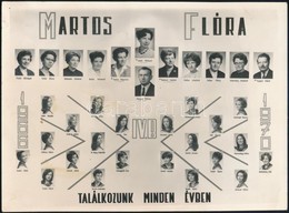 1970 Budapest, Martos Flóra Gimnázium Tanárai és Végzett Tanulói, Kistabló Nevesített Portrékkal, 17,6x23,8 Cm - Otros & Sin Clasificación