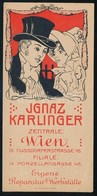 Ignaz Karlingen Wien (Bécs) Ruhajavító Műhelyének Szecessziós Számolócédulája, Szép állapotban - Reclame
