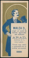 1910 Malek D. Aradi (Erdély) Szabó Szecessziós Számolócédulája, Szép állapotban - Reclame