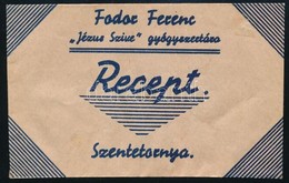Fodor Ferenc 'Jézus Szíve' Gyógyszertára Receptboríték - Werbung