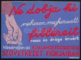 1930 Az Általános Fogyasztási Szövetkezet Reklámlapja Hátoldalán A Fővárosi Fiókhálózattal - Publicidad