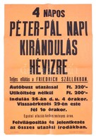 4 Napos Hévízi Kirándulást Hirdető Plakát, Szállás: Friedrich Szállóban, Reklámplakát, Hajtott, 46×31 Cm - Publicités