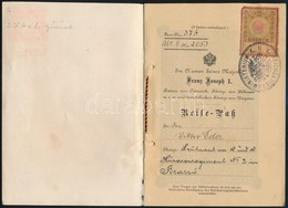 1911 Osztrák-Magyar Monarchia Német Nyelvű útlevele, Éder Győző (1890-1980) Cs. és Kir. Huszárhadnagy, A Brassói Cs. és  - Other & Unclassified