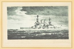 Marius... A Schleswig-Holstein Csatahajó. Rézkarc, Papír. Jelzett. 18x11 Cm Üvegezett Keretben. Ez A Hajó Adta Le A II.  - Other & Unclassified