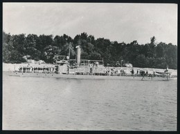 1900 A Dunai Flottila Bodrog Monitora A Személyzettel, Az 1980-as években Eredeti Negatívról Előhívott Fotó, 18×24 Cm - Sonstige & Ohne Zuordnung