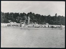 1900 A Dunai Flottila Bodrog Monitora A Személyzettel, Az 1980-as években Eredeti Negatívról Előhívott Fotó, 18×24 Cm - Altri & Non Classificati