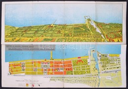 Cca 1930 Siófok és A Közvetlen Folytatását Képző Balatonújhely Perspektivikus Helyszínrajza. 50x35 Cm Szakadásokkal - Other & Unclassified