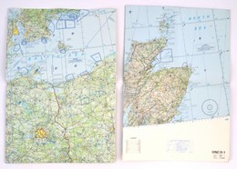 Cca 1970 2 Db Nagyméretű Léginavigációs Térkép ÉNY-Európáról - Other & Unclassified
