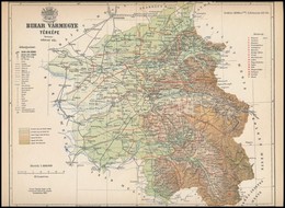 1895 Bihar Vármegye Térképe, Tervezete: Gönczy Pál, Készült: Posner Károly Lajos és Fia Térképészeti Műintézetében, Hajt - Sonstige & Ohne Zuordnung