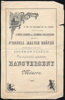 1892 O'Donell Margit Grófnő Védnöksége Alatt álló Jótékonyczélú Hangverseny Műsora Szakadásokkal - Ohne Zuordnung