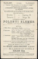 1902 Kamara Hangverseny, Polonyi Elemér Zongoraművész Estjére Szóló Meghívó - Sin Clasificación