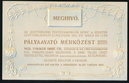 1914 Dekoratív Szecessziós Dombornyomásos Meghívó Az Esztergomi Testgyakorlók Köre Pályaavató Focimeccsére, Szép állapot - Unclassified