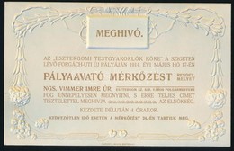 1914 Dekoratív Szecessziós Dombornyomásos Meghívó Az Esztergomi Testgyakorlók Köre Pályaavató Focimeccsére, Szép állapot - Non Classificati