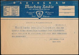 1945 Miskolc, Universal Film Távirata Az Uránia Filmszínháznak Az Operaház Fantomja C. Film Megküldéséről, Radiogram, Gy - Unclassified