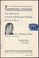 1933 Dohnányi Ernő, Basilides Márta Hangverseny Műsorfüzet 16p. - Altri & Non Classificati