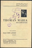 1936 Thomán Mária Hegedűest Koncertműsor. Füzet.12p. - Other & Unclassified