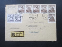 Österreich 1962 Einschreiben Gmunden 859 Nach Saarbrücken Bauwerke MiF Nr. 1037 Als Waagerechter 4er Streifen! - Covers & Documents