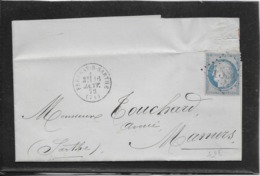 France N°60 Oblitéré GC 1585 & Type 16 Fresnay Sur Sarthe (71) - 1872 - TB - 1871-1875 Cérès