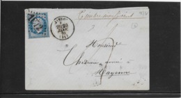 France N°22 Oblitéré GC 1872 & Type 16 Javron (51)  - Taxe -TB - 1862 Napoléon III