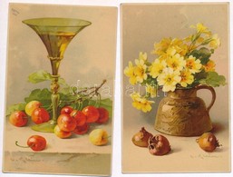 * 6 Db RÉGI C. Klein Litho Virág Motívumlap / 6 Pre-1945 Litho Flower Motive Postcards Signed By C. Klein - Sin Clasificación