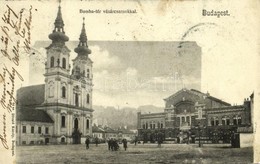 T2/T3 1903 Budapest I. Bomba Tér (ma Batthyány Tér), Budai Vásárcsarnok, Templom. Divald Károly 64.  (EK) - Ohne Zuordnung
