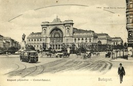 T2/T3 1904 Budapest VII. Központi (Keleti) Pályaudvar, Vasútállomás, Baross Szobor, Villamos, Pick Oswald üzlete. Divald - Sin Clasificación
