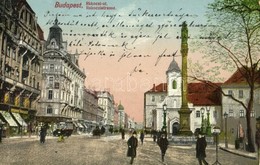 T2/T3 1914 Budapest VIII. Rákóczi út, Rókus Kórház, Villamos, üzletek (EK) - Unclassified
