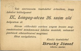 T2/T3 1901 Budapest IX. Brucky József Lakatos Műhelyének Reklámlapja. Lónyay Utca 26. - Sin Clasificación