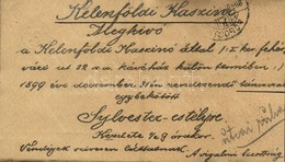 T3 1899 Budapest XI. A Kelenföldi Kaszinó Kézzel írt Meghívója Szilveszteri Estélyre A Fehérvári út 32. Szám Alatti Kávé - Unclassified