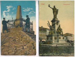 * Arad, Vértanú Szobor és Vesztőhely - 2 Db Régi Képeslap Ragasztónyommal A Hátoldalakon / Martyrs' Statues - 2 Pre-1945 - Sin Clasificación