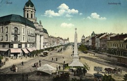 T2/T3 1913 Arad, Andrássy Tér, Központi Divatáruház, üzletek, Automobil, Szentháromság Szobor, Piaci árusok / Square, Sh - Ohne Zuordnung