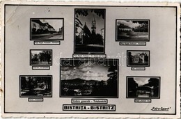 T3 1940 Beszterce, Bistritz, Bistrita; Piata Regele Ferdinand, Sala, Liceul Luth., Parcul, Podul 'Keintzel' Steg, Vedere - Sin Clasificación