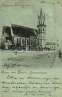 T2/T3 1900 Beszterce, Bistritz, Bistrita; Evangélikus Templom, Vásár Tér / Church And Market Square (EK) - Unclassified
