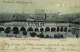 T2/T3 1900 Beszterce, Bistritz, Bistrita; Búza Tér. S. Klammer, J. Lutsch, Heimberg és Társa, H. Thomae és Gusztáv Binde - Unclassified