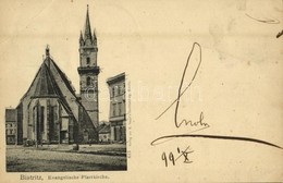 * T3 1899 Beszterce, Bistritz, Bistrita; Evangelische Pfarrkirche. Verlag V. M. Haupt's Buchhandlung / Evangélikus Templ - Zonder Classificatie