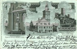 T3 1900 Brassó, Kronstadt, Brasov; Városháza, Honterus Szobor, Fekete és Fehér Bástya / Rathaus, Honterusdenkmal, Schwar - Unclassified