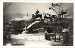 T2 Kolozsvár, Cluj; Mátyás Király Szobor Télen / Matthias Corvinus Statue In Winter - Ohne Zuordnung