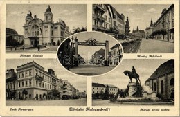 T2 1942 Kolozsvár, Cluj; Mátyás Király Szobra, Nemzeti Színház, Deák Ferenc Utca, Horthy Miklós út, 'Erdély Visszatér' D - Unclassified