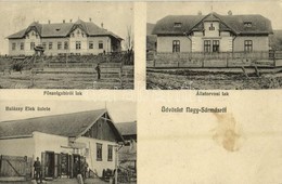 T2 1913 Nagysármás, Sarmasu; Főszolgabírói és állatorvosi Lak, Balázsy Elek üzlete. Adler Fényirda 1910. / Shop, Houses  - Unclassified