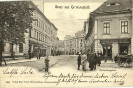 T2 1901 Nagyszeben, Hermannstadt, Sibiu; Heltauergasse / Disznódi Utca, Julius Wermescher és Carl Landmann üzlete, Trans - Unclassified