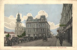 T2/T3 Temesvár, Timisoara; Gyárváros, Kossuth Tér, Adler Ignácz, Csendes és Fischer, Deutsch üzlete, Hintók / Square, Sh - Unclassified