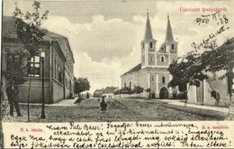 T2 1906 Ipolyság, Sahy; Római Katolikus Templom és Iskola, Utca. Polgár J. Kiadása / Church And School, Street - Other & Unclassified
