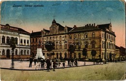 T3 1918 Losonc, Lucenec; Városi Szálloda, Polgári Leány Iskola, Kerékpárosok. Kiadja Bicskei Zoltán / Hotel, Girls' Scho - Other & Unclassified