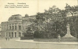 T2/T3 1915 Pozsony, Pressburg, Bratislava; Városi Színház, Hummel Szobor / Theatre, Statue (EK) - Sonstige & Ohne Zuordnung