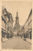 T2/T3 1910 Pozsony, Pressburg, Bratislava; Mihály Utca, Templom, Imhof Ernő Gőzmosó Tisztító és Neumann M. üzlete  / Str - Other & Unclassified